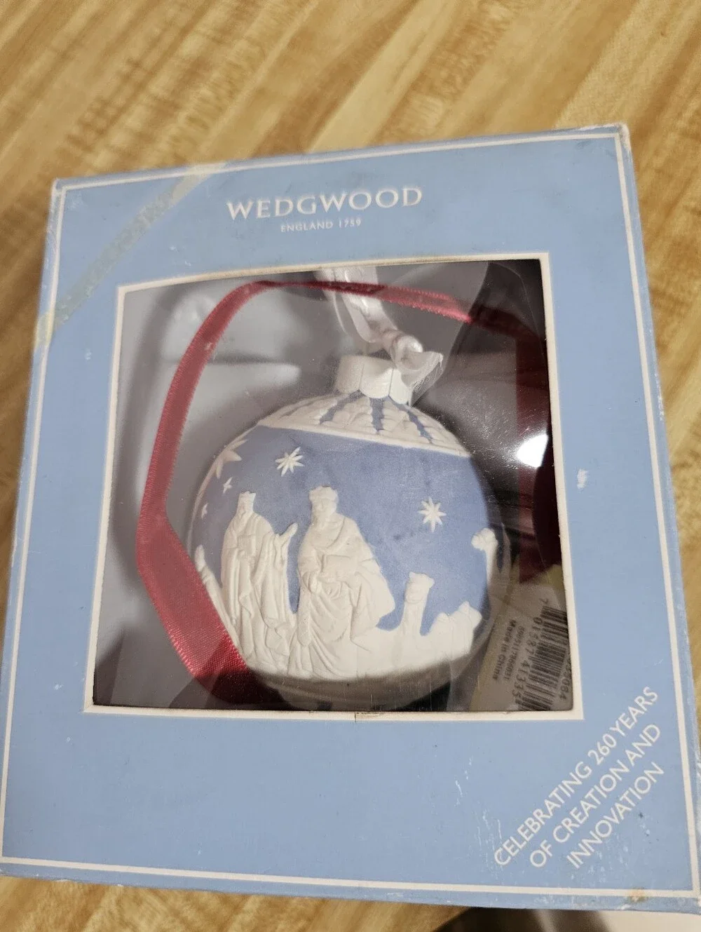 NWT Wedgwood 260th Anniversary 2019 Christmas Deer Bauble Ornament Blue White